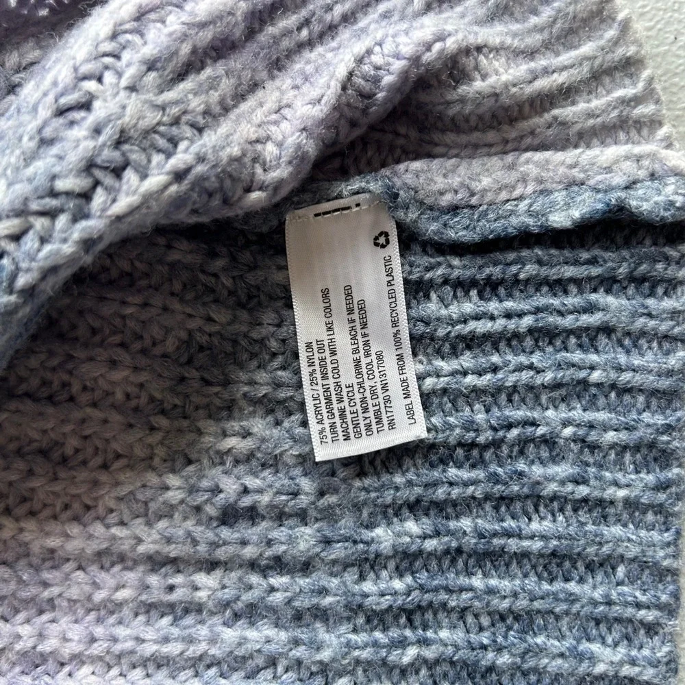 A New Day Ombre Chunky Ribbed‎ Knit Crewneck Sweater Grey Lavender XL